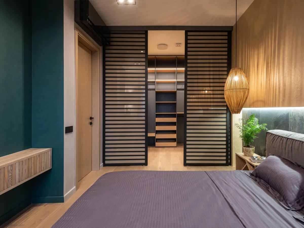 Interior divider, storage and decorative lighting